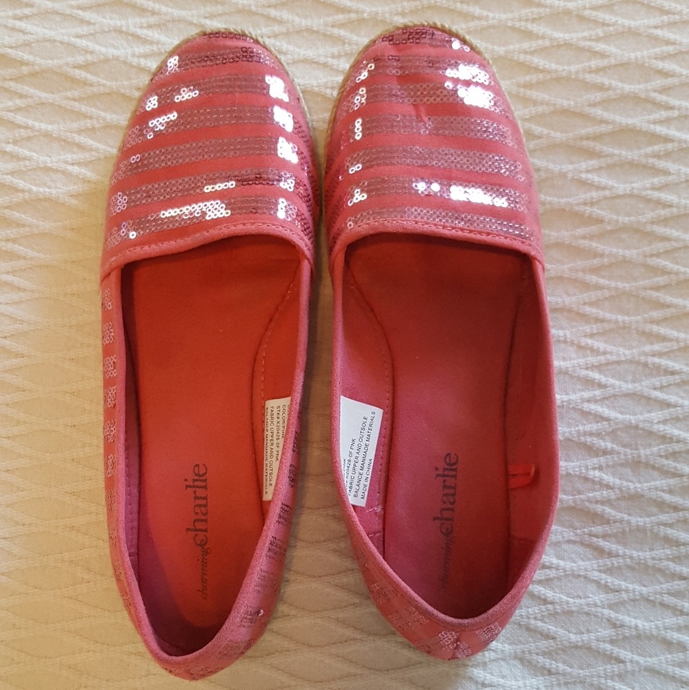 Charming Charlie slip-on sequined shoes size 8